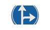 RVV Verkeersbord - D06r - Gebod tot het volgen van de rijrichting of één van de rijrichtingen die op het bord zijn aangegeven rechtdoor rechtsaf slaan rechts afslaan breed